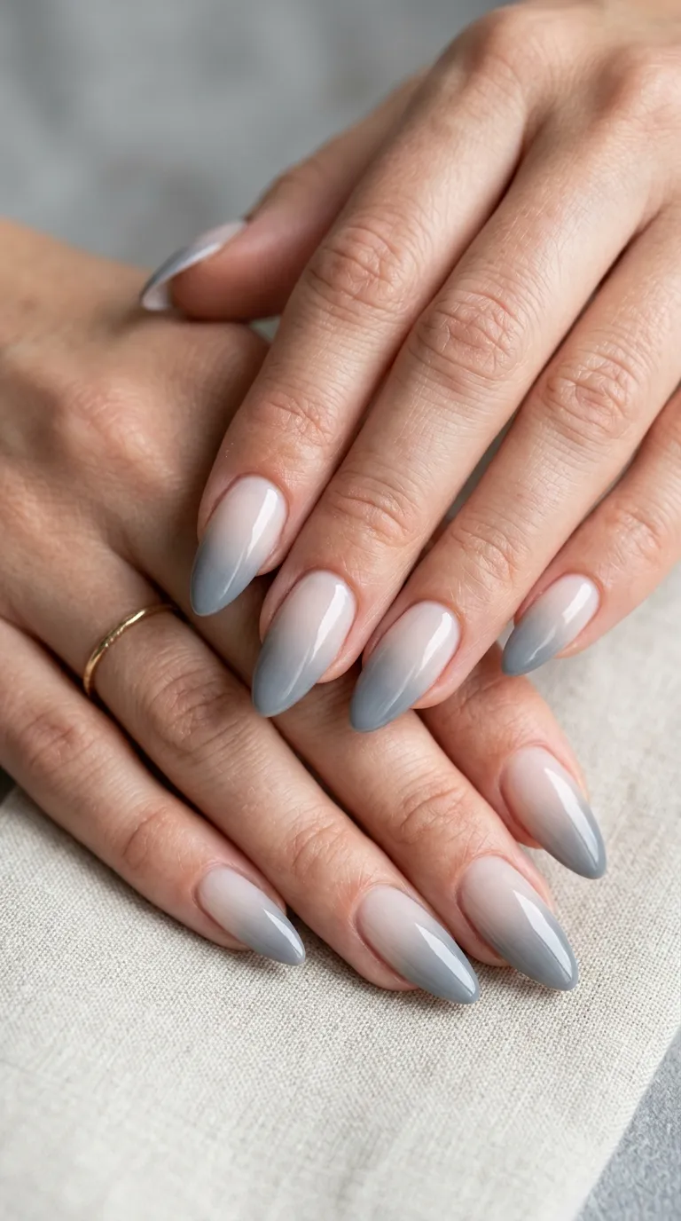 Gray and Nude Ombre Nails