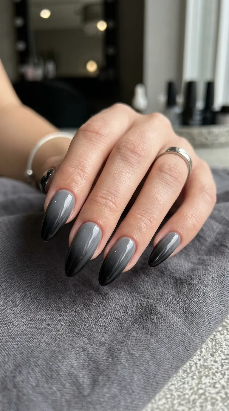 Gray and Pink Ombre Nails