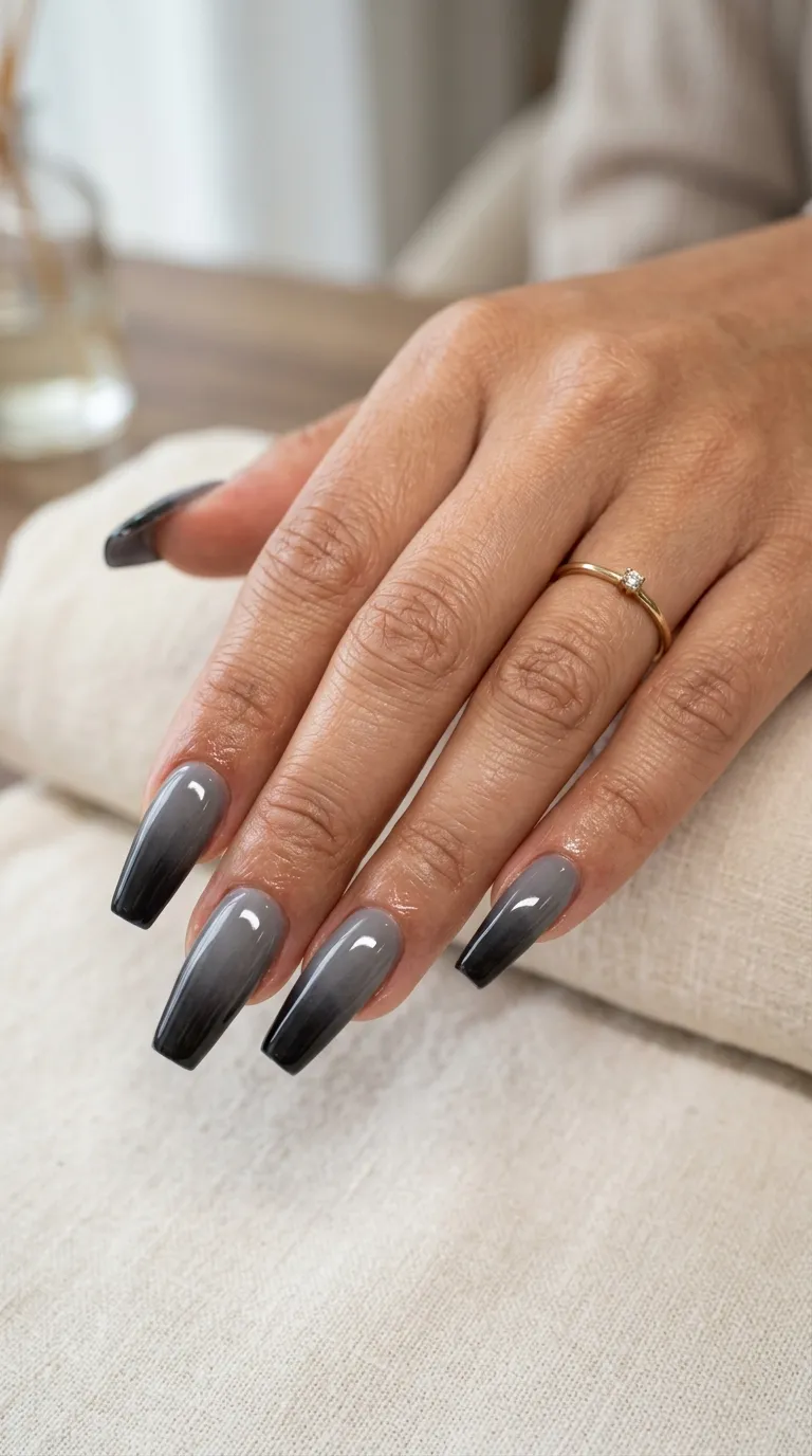Gray and Purple Ombre Nails