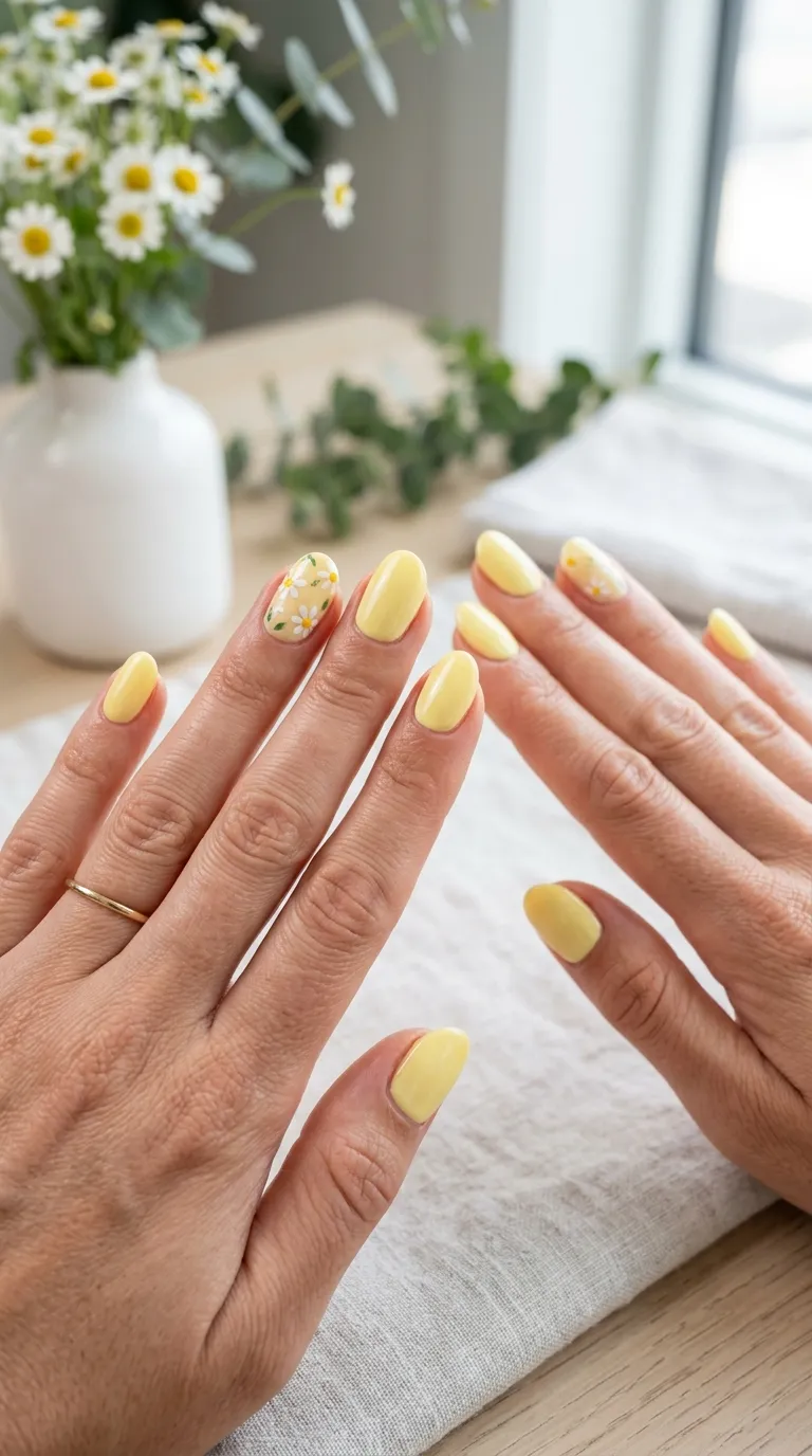 Lemon Yellow Spring Nails