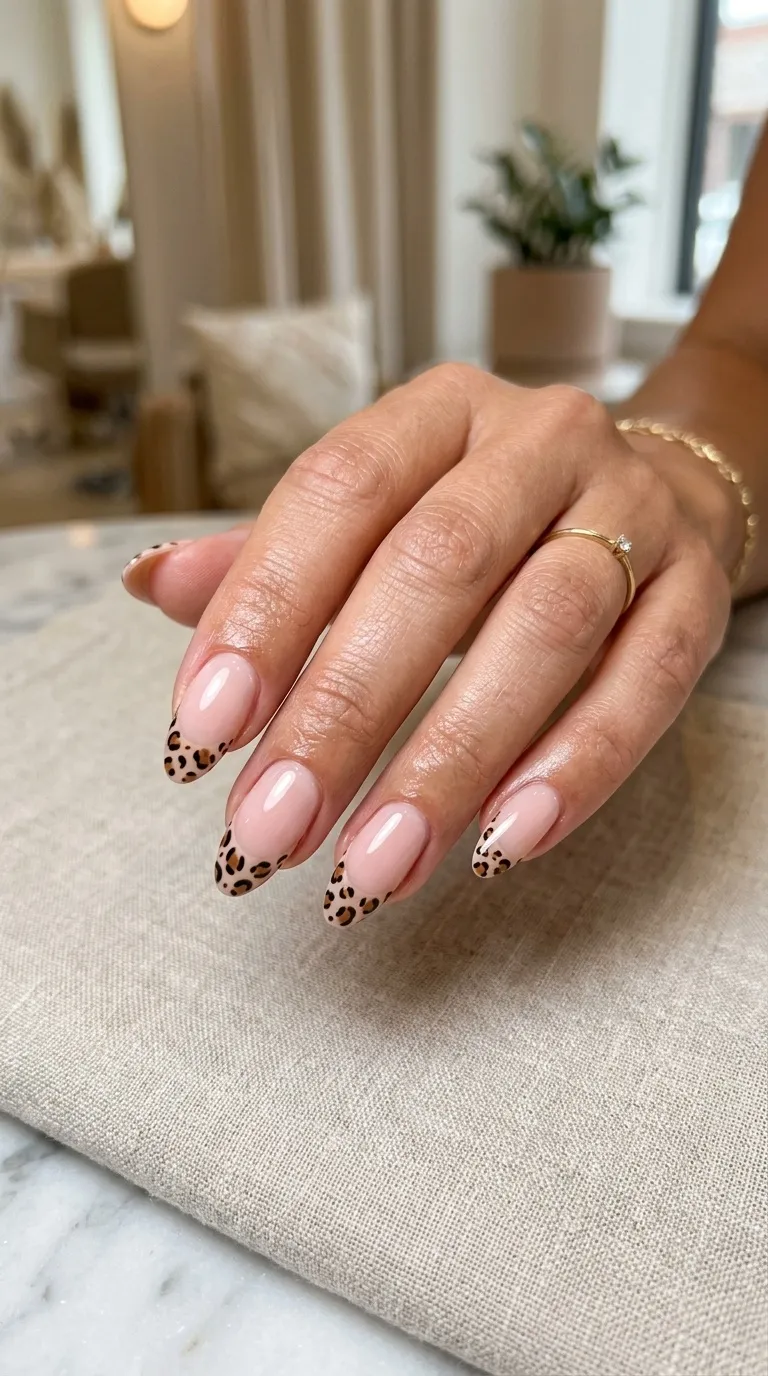 Leopard French Tip Nails