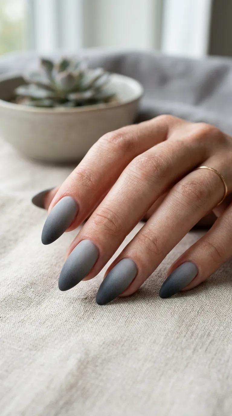 Light Gray Ombre Nails