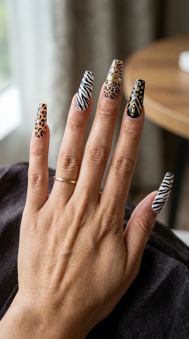 Long Animal Print Nails