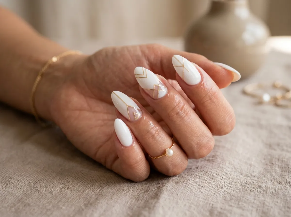 Luxe White And Gold Lines