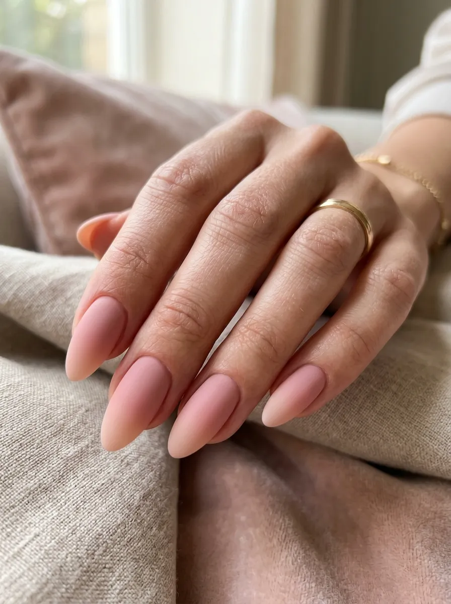 Matte Pink Ombre Nails