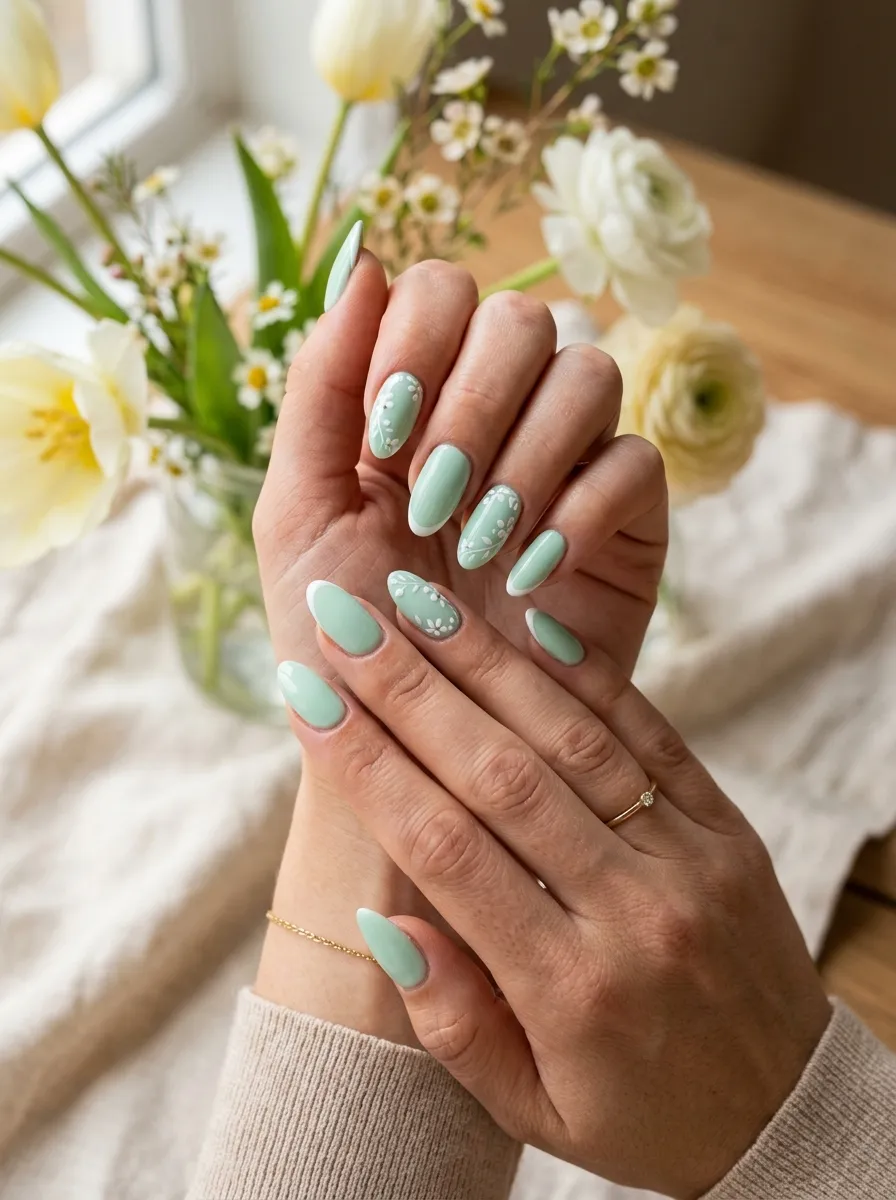 Mint Green Spring Nails