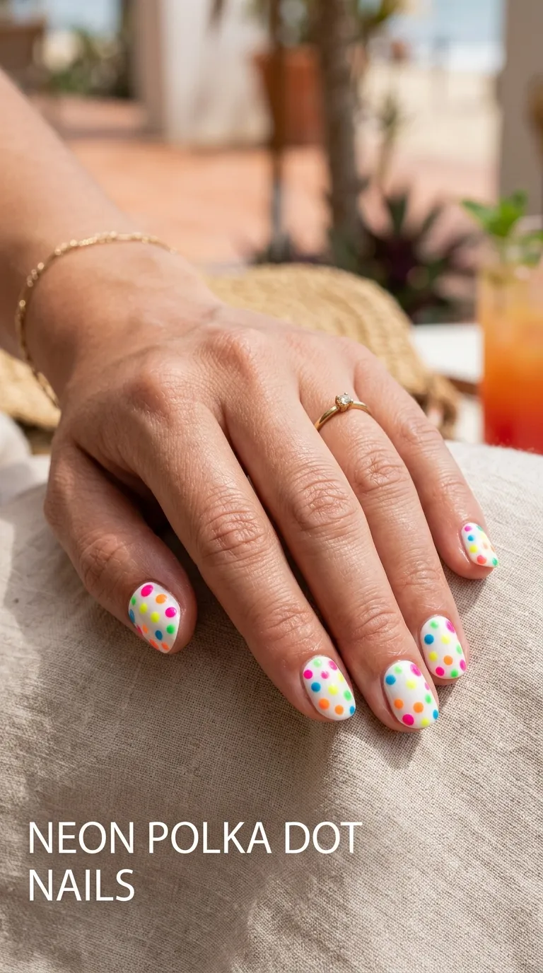 Neon Polka Dot Nails