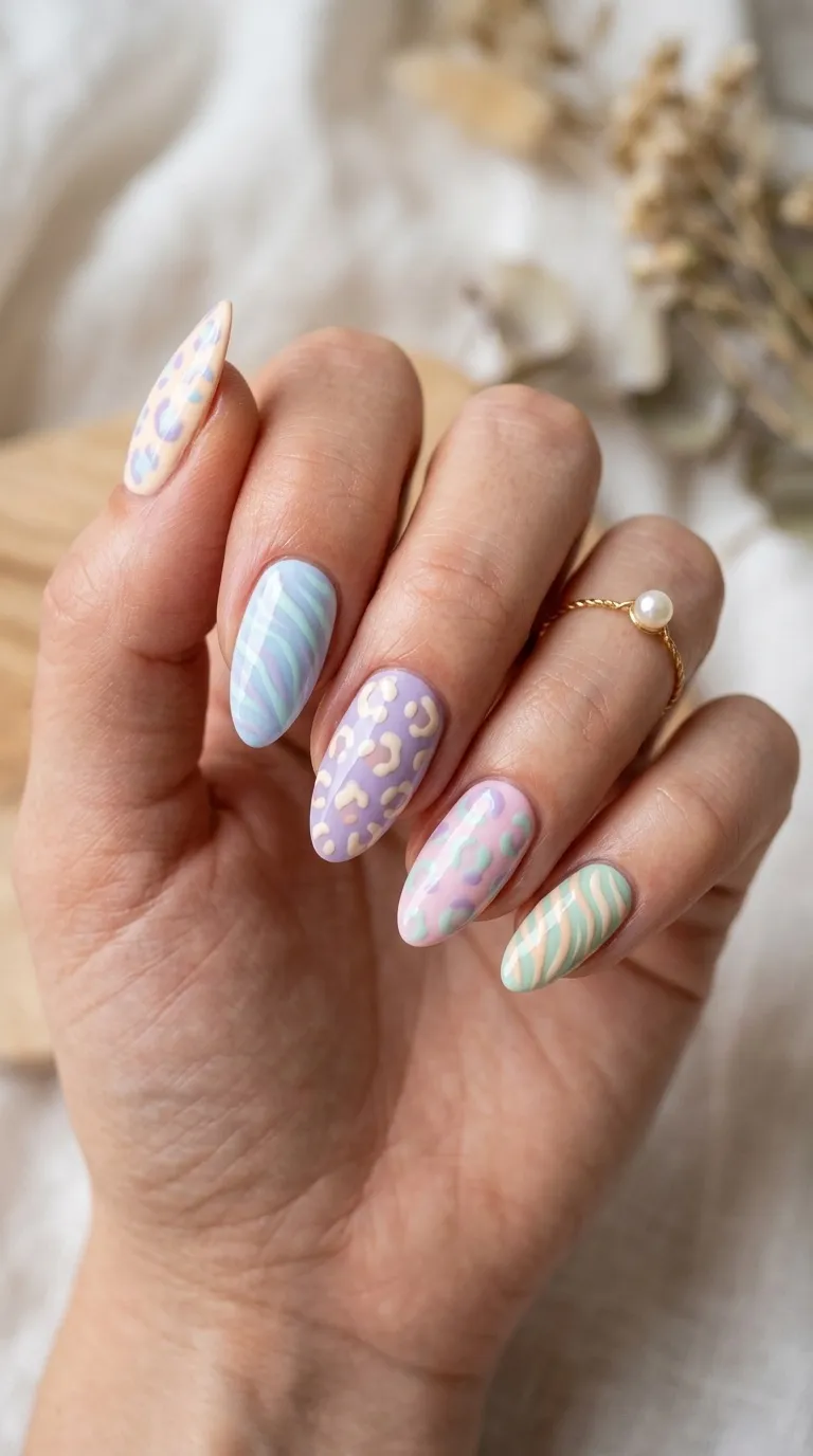 Pastel Animal Print Nails