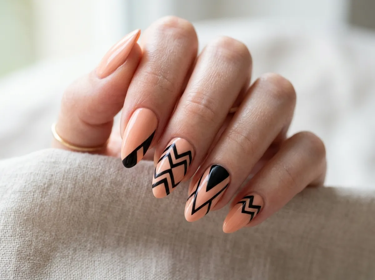 Peach With Sharp Black Lines