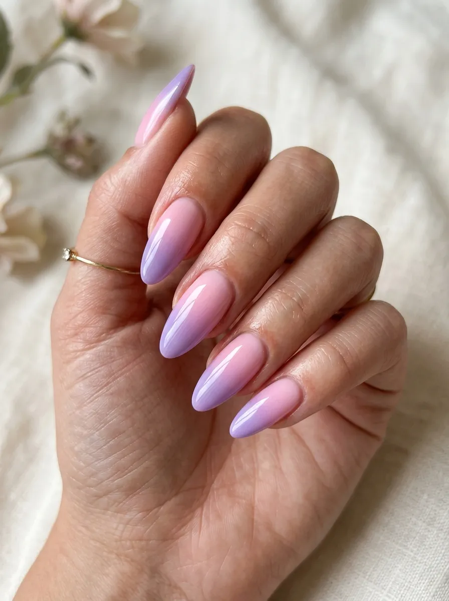 Pink and Purple Ombre Nails
