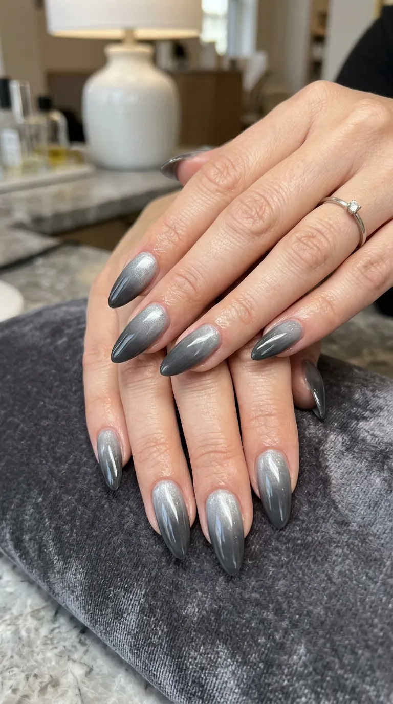Silver Gray Ombre Nails