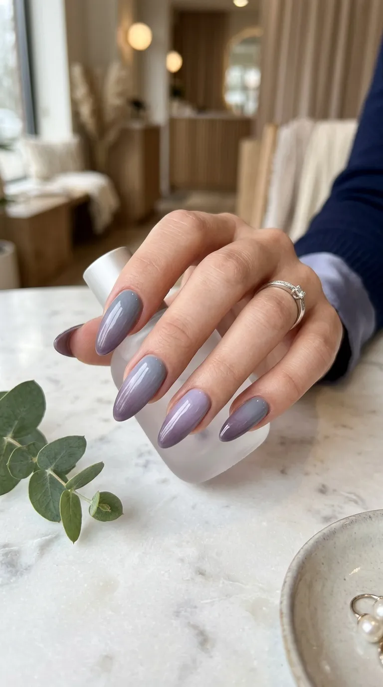 Soft Gray And White Ombre Nails